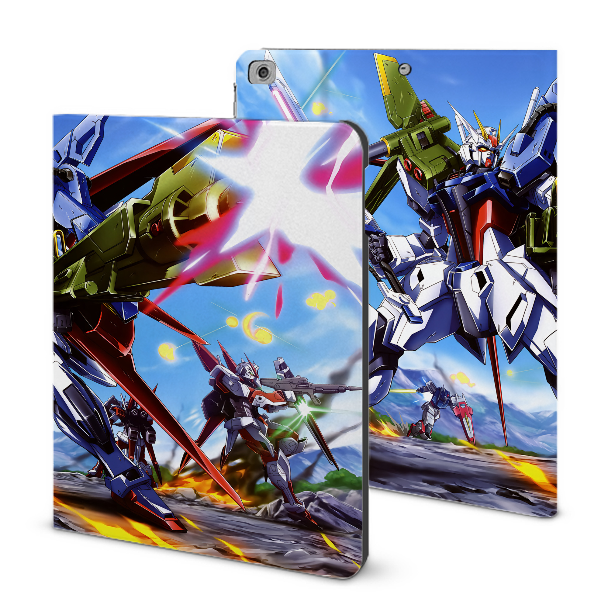 （画像用） 機動戦士ガンダム Mobile Suit Gundam IPad ケース ブック型 PUレザー TPU 耐衝撃 軽量 薄型 ペン収納なし 全面保護 IPad 各モデル対応